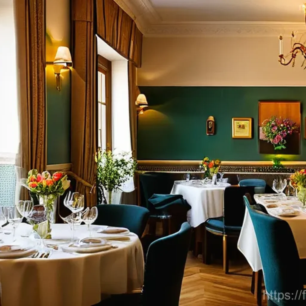 요양병원 환자 식단 관리 비법 - **Prompt:** A vibrant, high-end dining room in a modern French EHPAD (nursing home). The room is dec...