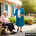 Home 22 요양병원 입소 절차 - A warm and welcoming senior living residence in a French countryside setting during daytime, showing...